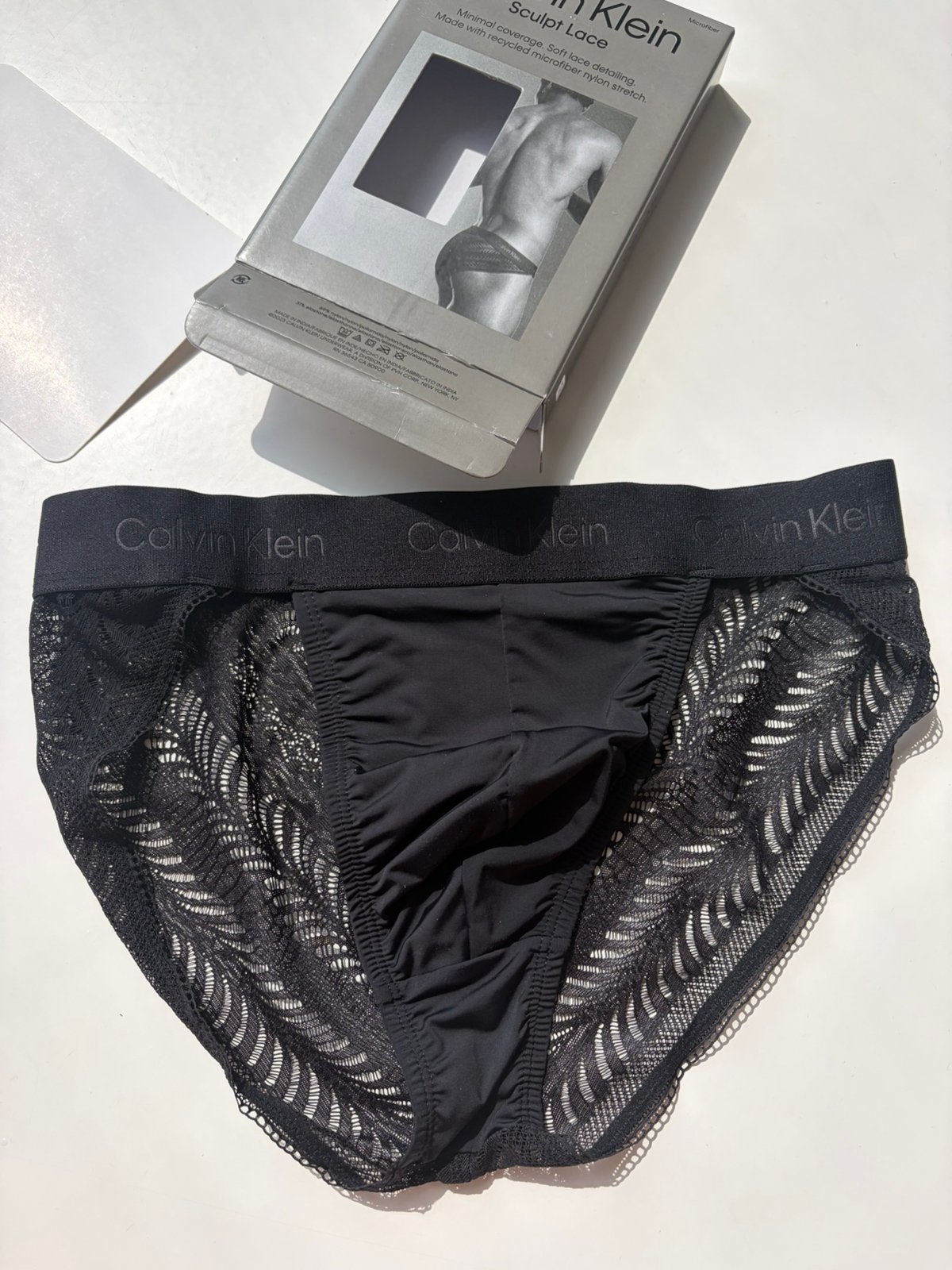 Calvin Klein Sculpt Lace Tanga, Kleding | Heren, Ondergoed, Verzenden, Zwart, Slip