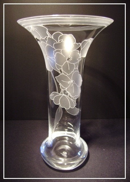 HUTSCHENREUTHER LEONARD : vaas met floraal decor - gemerkt, Neuf, Transparent, 27 cm, Verre