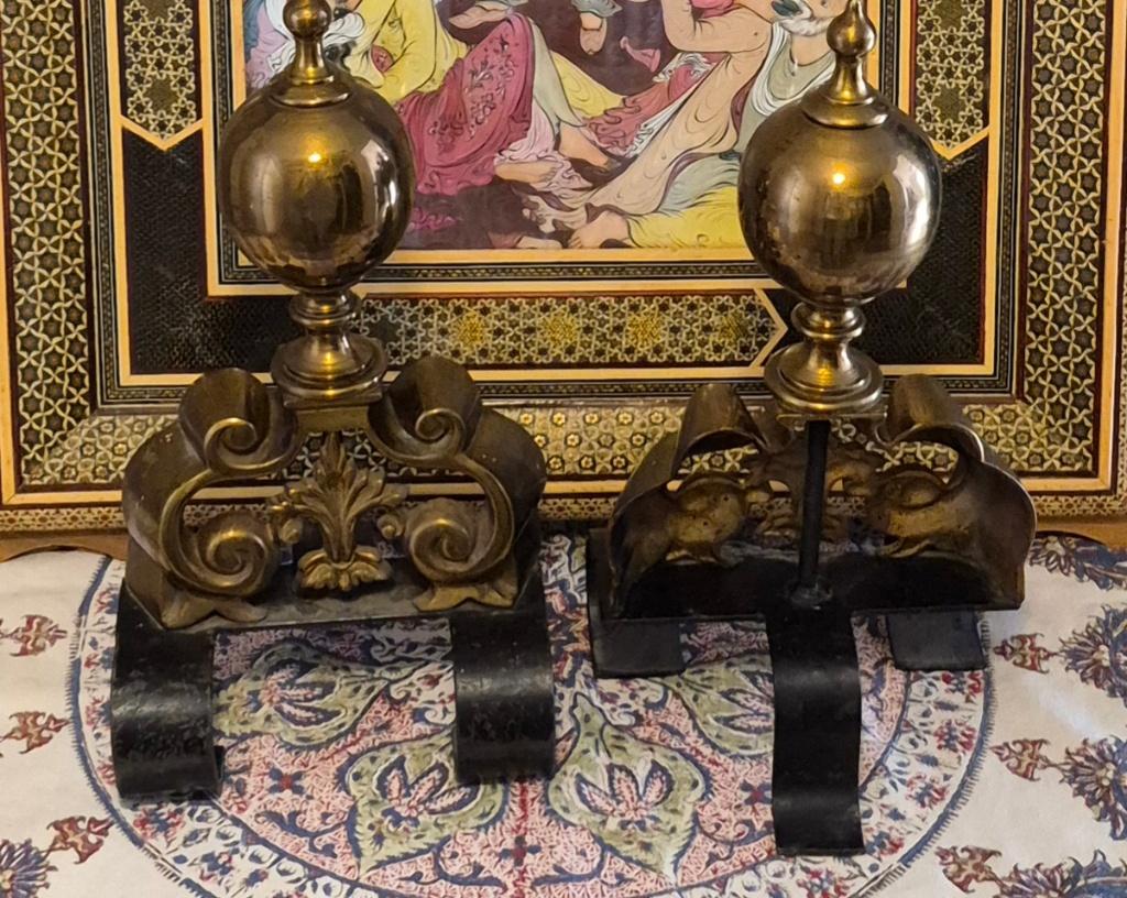 een paar antieke haardbokken, Antiquités & Art, Curiosités & Brocante, Enlèvement ou Envoi