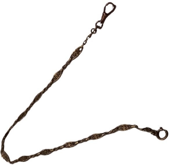 longue chaîne de montre de poche ancienne en métal doré., Enlèvement ou Envoi
