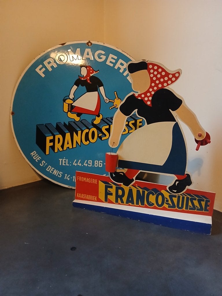 Présentoir publicitaire Fromagerie Franco-suisse, Enlèvement ou Envoi, Utilisé, Panneau publicitaire