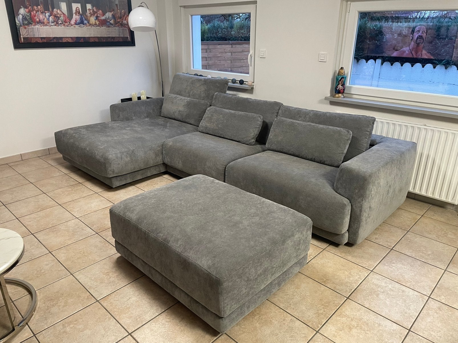 Canapé Olta Willow avec meridienne et pouf comme neuf, Enlèvement, Comme neuf, Tissus