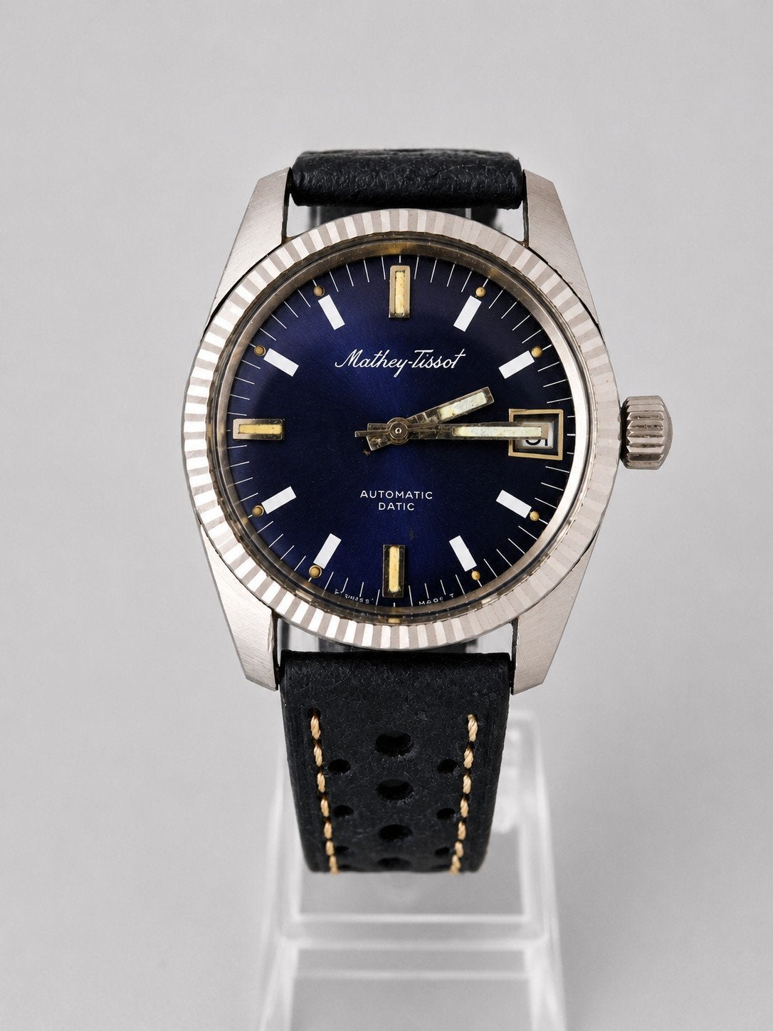 Mathey-Tissot Automatic Date Blue Dial – Felsa 4700, Overige merken, Staal, Polshorloge, Ophalen of Verzenden