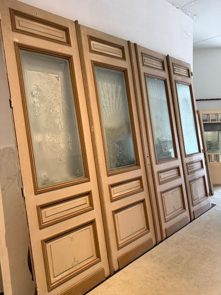Antieke deuren met versierd glas, Doe-het-zelf en Bouw, Ophalen, Gebruikt, Binnendeur, Glas