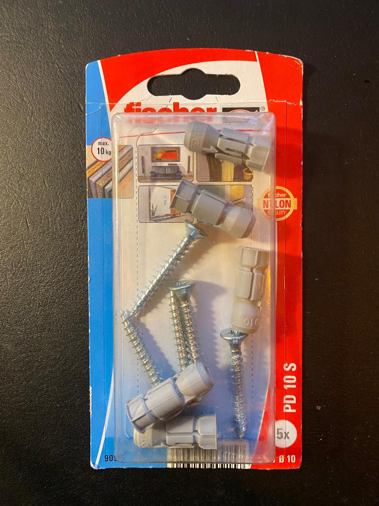 Fischer Hollewand Plaatplug PD 10 mm met schroef (5 stuks), Ophalen of Verzenden, Nieuw
