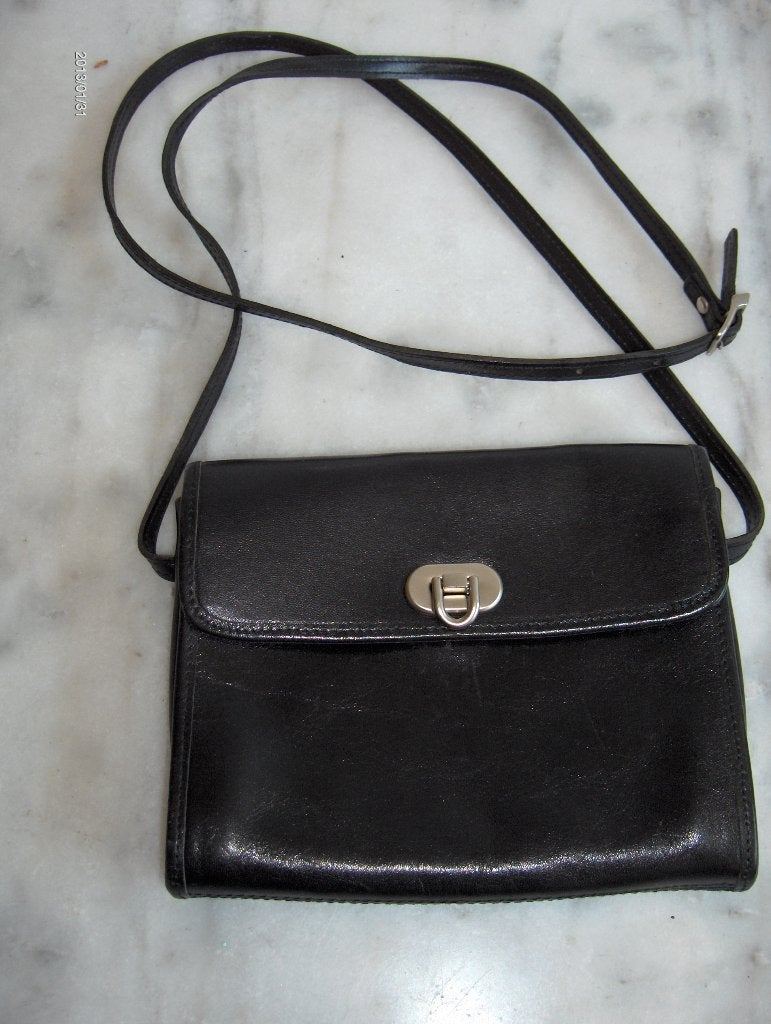 zwart lederen schoudertasje "Claudio Ferrici", Enlèvement, Comme neuf, Noir, Sac à bandoulière