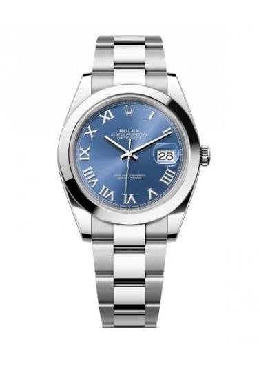 ROLEX DATEJUST 41 MM ROMAN BLUE 2017  FULL SET, Enlèvement ou Envoi, Or, Or, Rolex