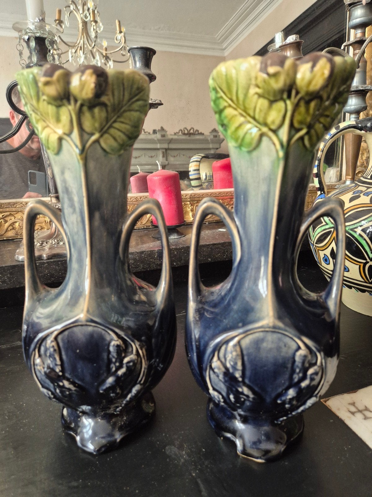 2 mooie vazen boom met art nouveau invloeden., Antiek en Kunst, Ophalen of Verzenden
