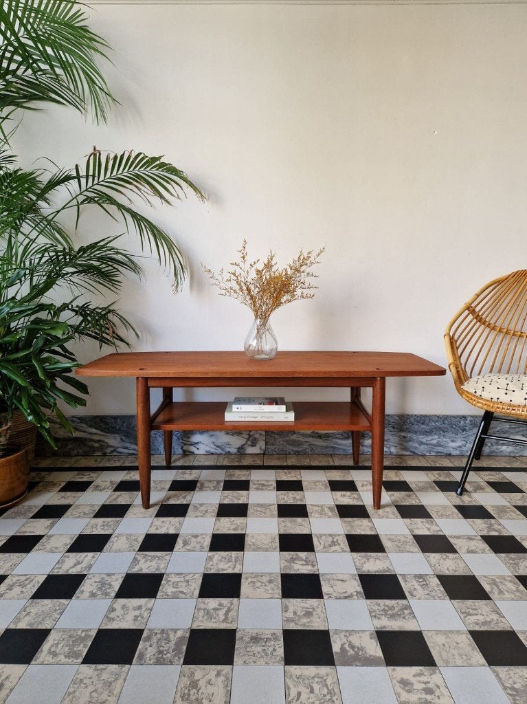 Vintage midcentury Deense salontafel | coffeetable | retro, Ophalen, Minder dan 50 cm, Gebruikt, 100 tot 150 cm