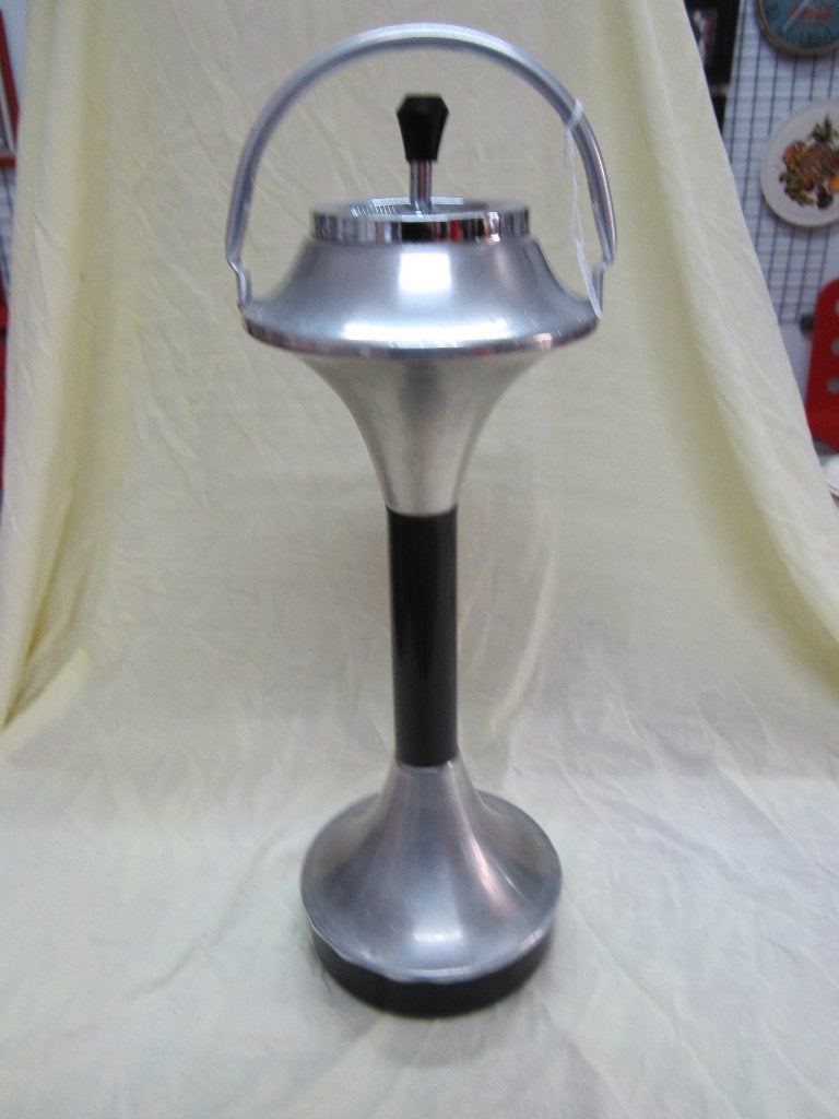 Staande asbak van geborsteld aluminium Spaceage, Gebruikt, Lestrésorsdelavesdre@gmail.com, Ophalen of Verzenden, Trésors de la vesdre