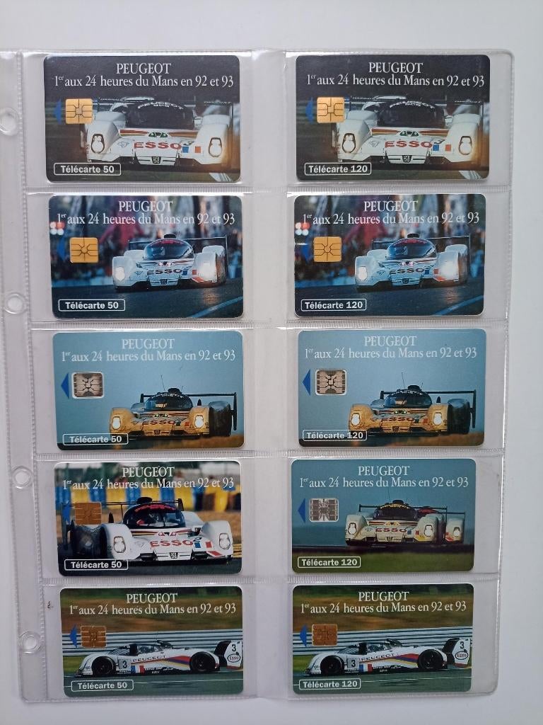 FI 10x telefoonkaarten Peugeot 905 Mans '92 - '93 France, Enlèvement ou Envoi