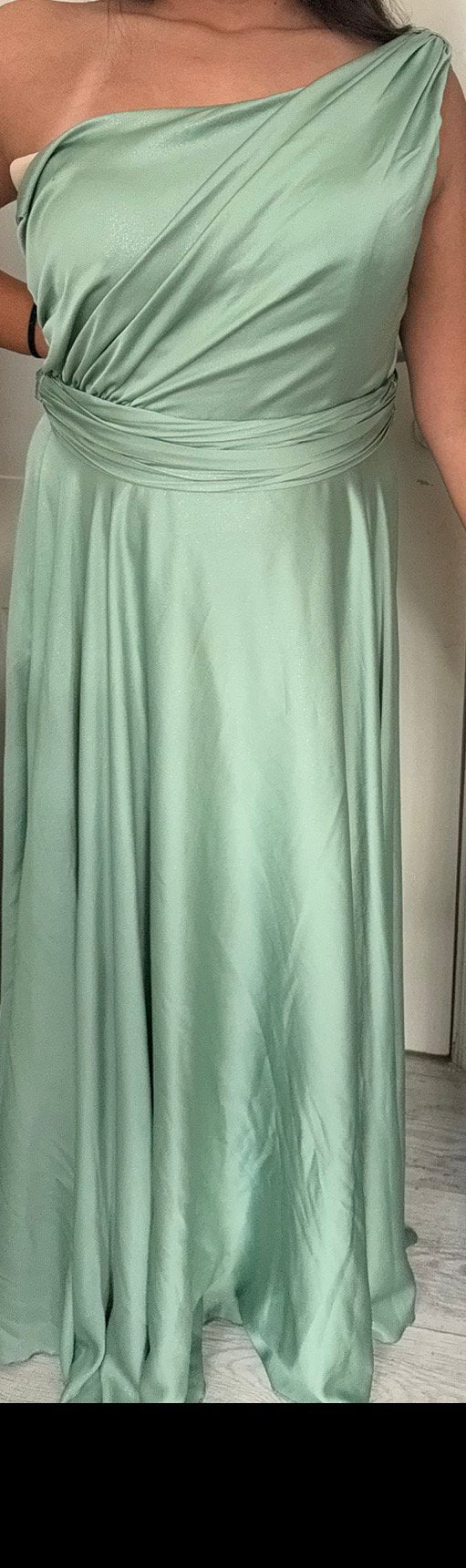 Elegante groene glitterjurk, Ophalen, Zo goed als nieuw, Maat 42/44 (L), Groen