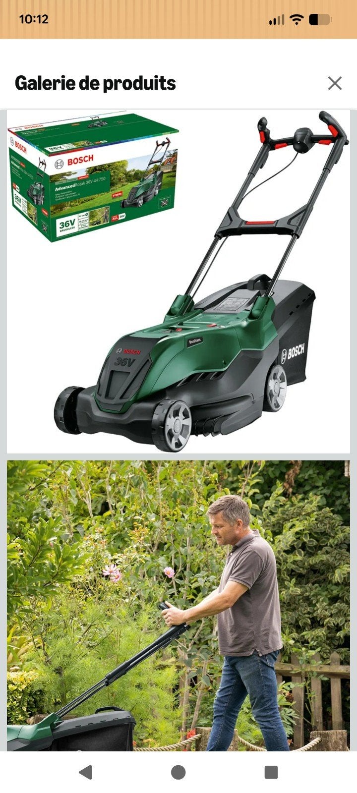 Draadloze elektrische grasmaaier Bosch Rotak 36V