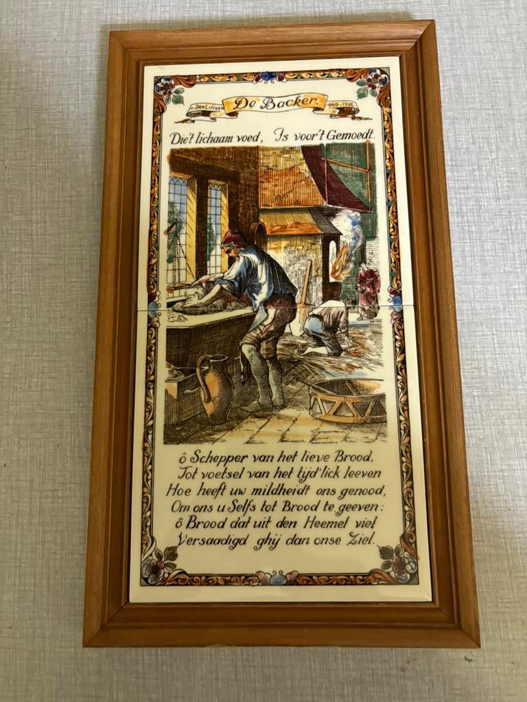 Kader met 2 tegeltjes, Antiek en Kunst, Ophalen of Verzenden