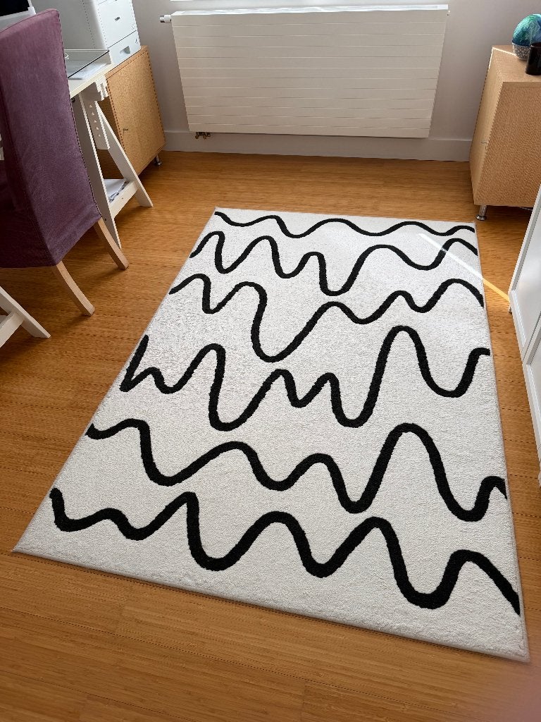 Tapis Poils Ras 135x196cm, Maison & Meubles, Ameublement | Tapis & Moquettes, 150 à 200 cm, Noir, Motif Poils ras, 100 à 150 cm