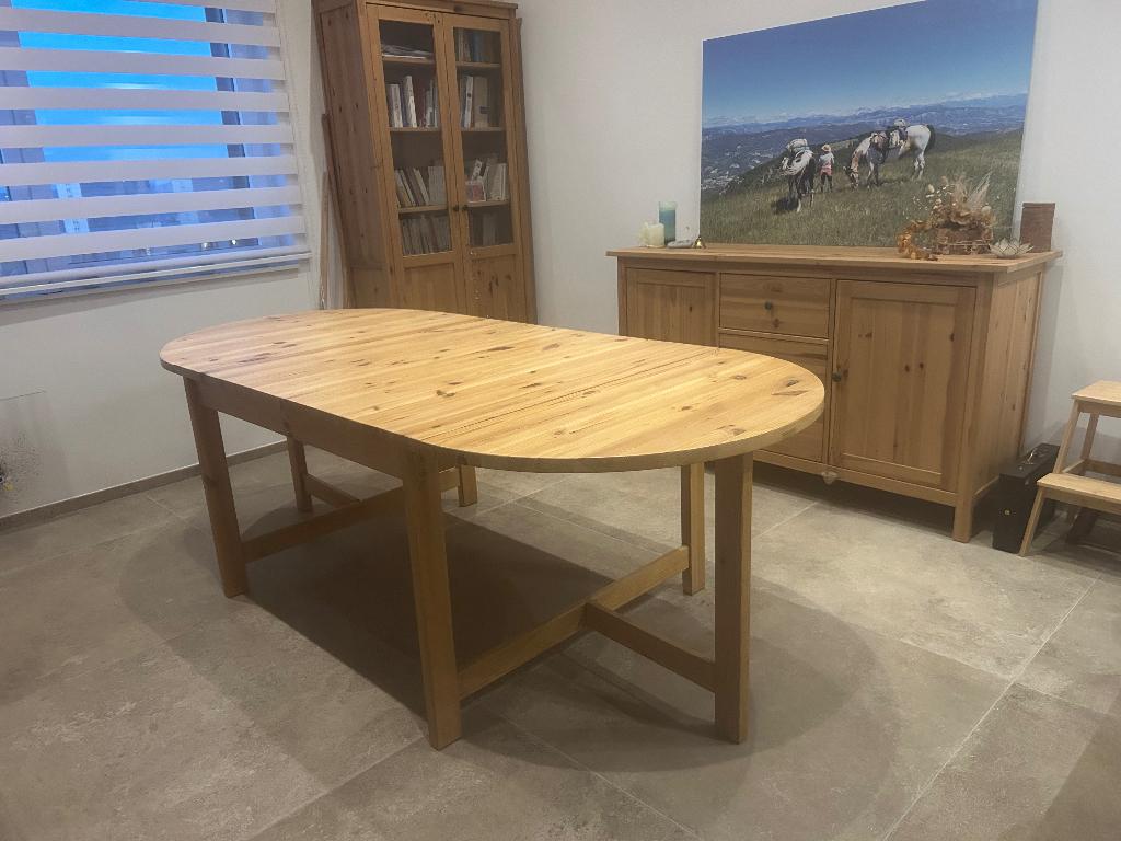 Grande table en bois massif modulable, Maison & Meubles, Tables | Tables à manger, 150 à 200 cm, Cinq personnes ou plus, Comme neuf