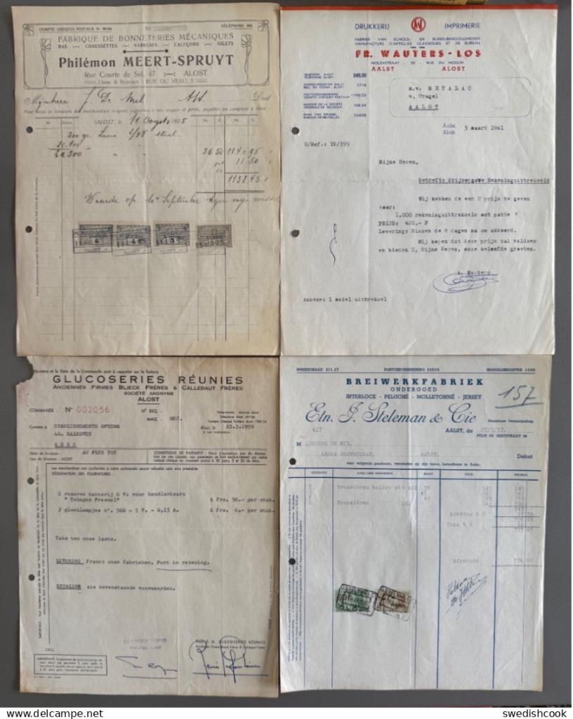 Aalst - 8 oude facturen tussen 1925 en 1966 zien!, Postzegels en Munten, Ophalen