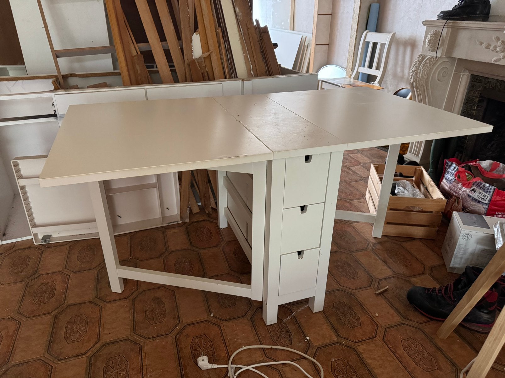 IKEA NORDEN klaptafel – wit, Maison & Meubles, Bureaux, Utilisé, IKEA, Blanc, Enlèvement