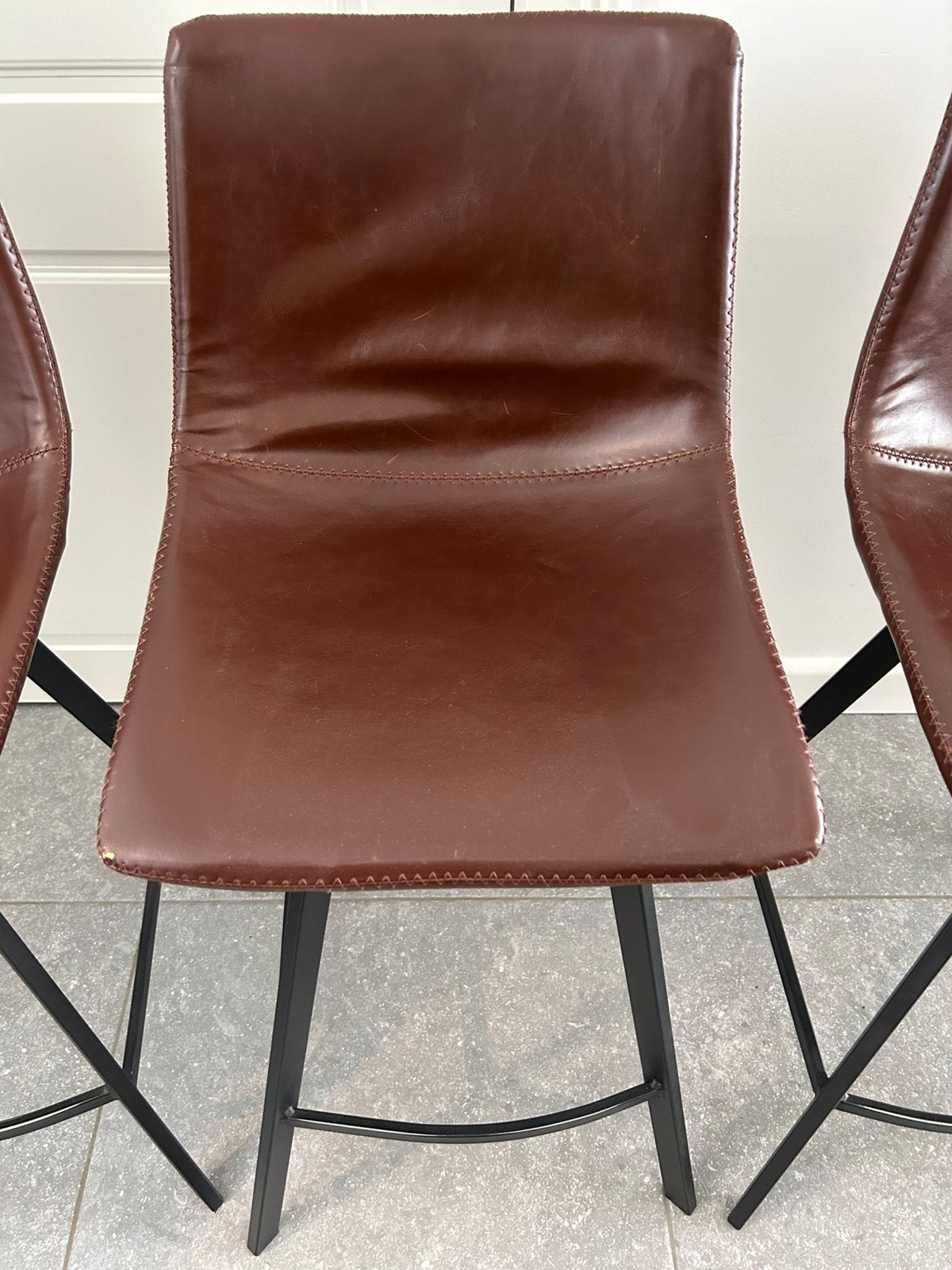 Barkruk cognac 4 stuks, Ophalen, Gebruikt, 60 tot 90 cm, Metaal