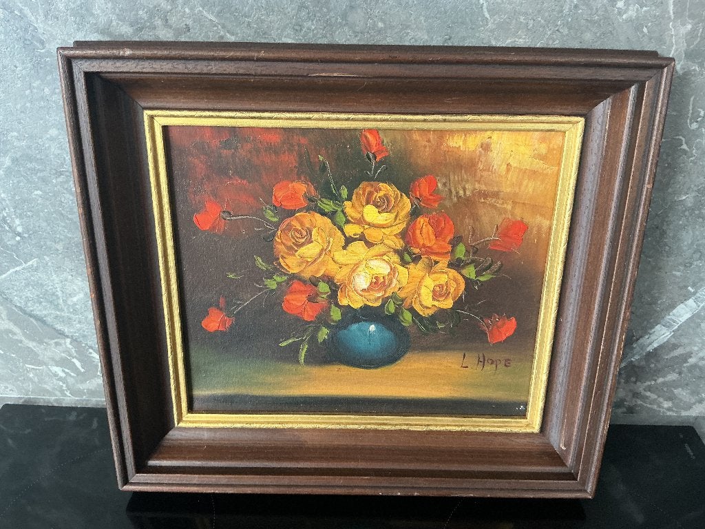 Schilderij bloemen, Antiek en Kunst, Doek, Olieverf, Klassiek, Ophalen