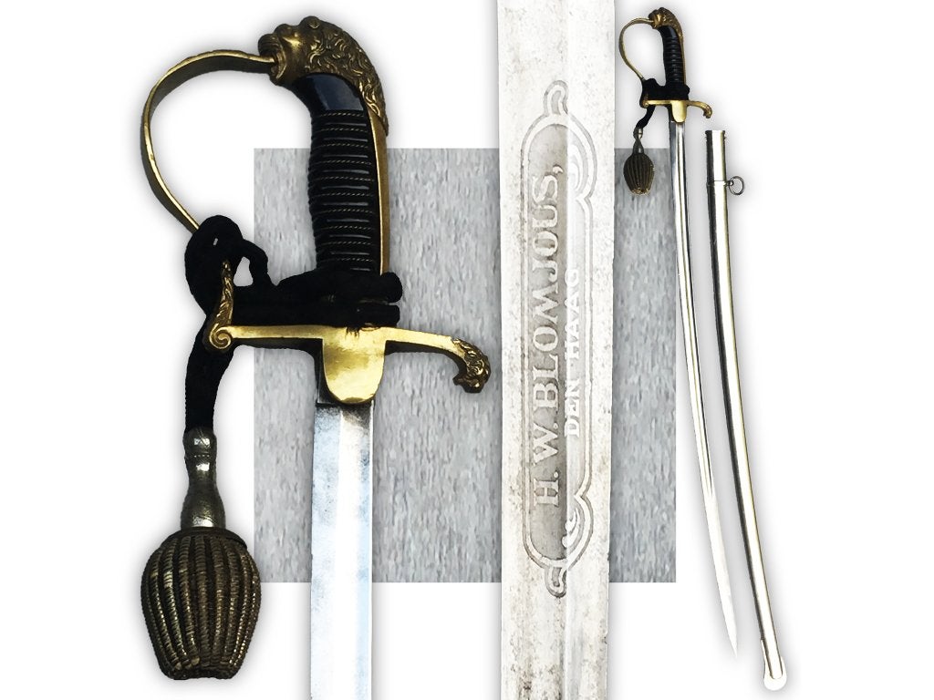 🚨RARE / SABRE OFFICIER HOLLANDAIS H.W.BLOMJOUS ORIGINAL, Envoi, Armée de terre, Épée ou sabre