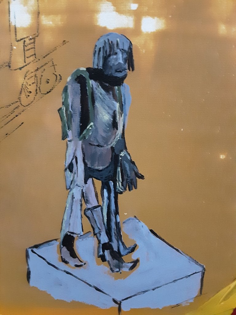 Peinture moderne ; En déplacement (avril 2025) .40x50, Enlèvement ou Envoi, Laqué/vernis, Paysage urbain