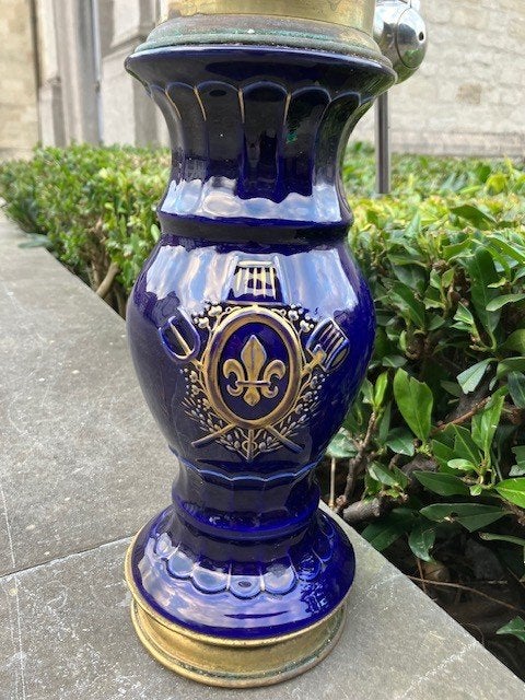 COLONNE DE ROBINET EN PORCELAINE BAROQUE BLEUE VINTAGE ?, Electroménager, Pompes à bière, Enlèvement ou Envoi, Utilisé
