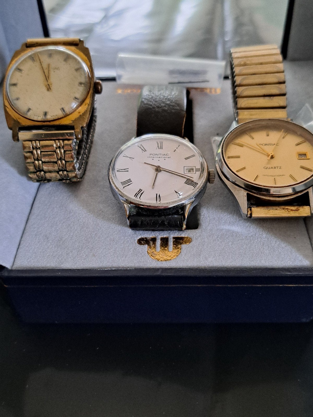3 anciennes montres Pontiac pour homme, Montre-bracelet, Autres marques, Cuir, Acier