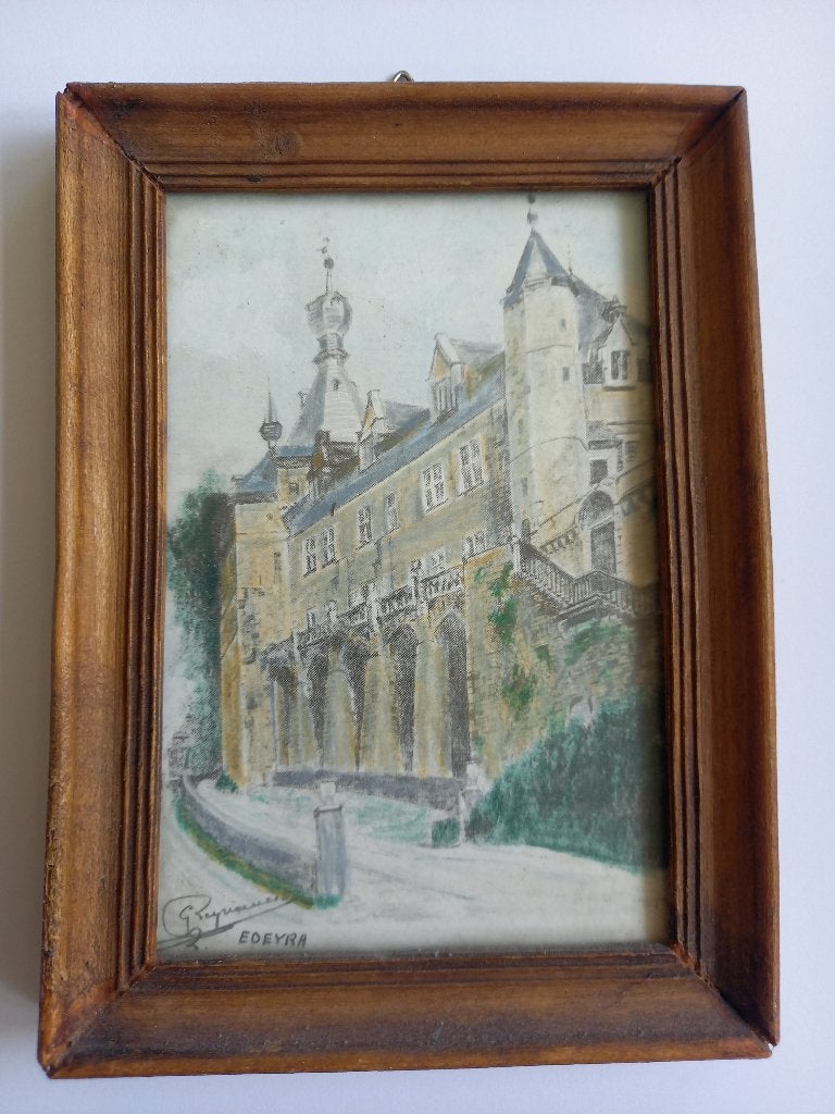 Château de Chimay Aquarelle, Antiek en Kunst, Ophalen of Verzenden, Aquarel