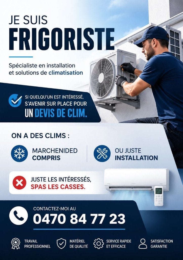 Frigoriste – Vente & Installation de Climatisation, Enlèvement ou Envoi