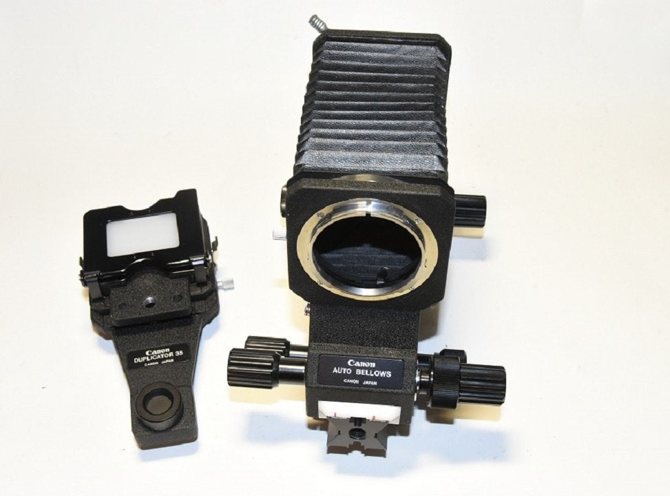 Canon auto bellows FD + Canon Duplicator 35, TV, Hi-fi & Vidéo, Appareils photo analogiques, Enlèvement ou Envoi, Comme neuf, Canon