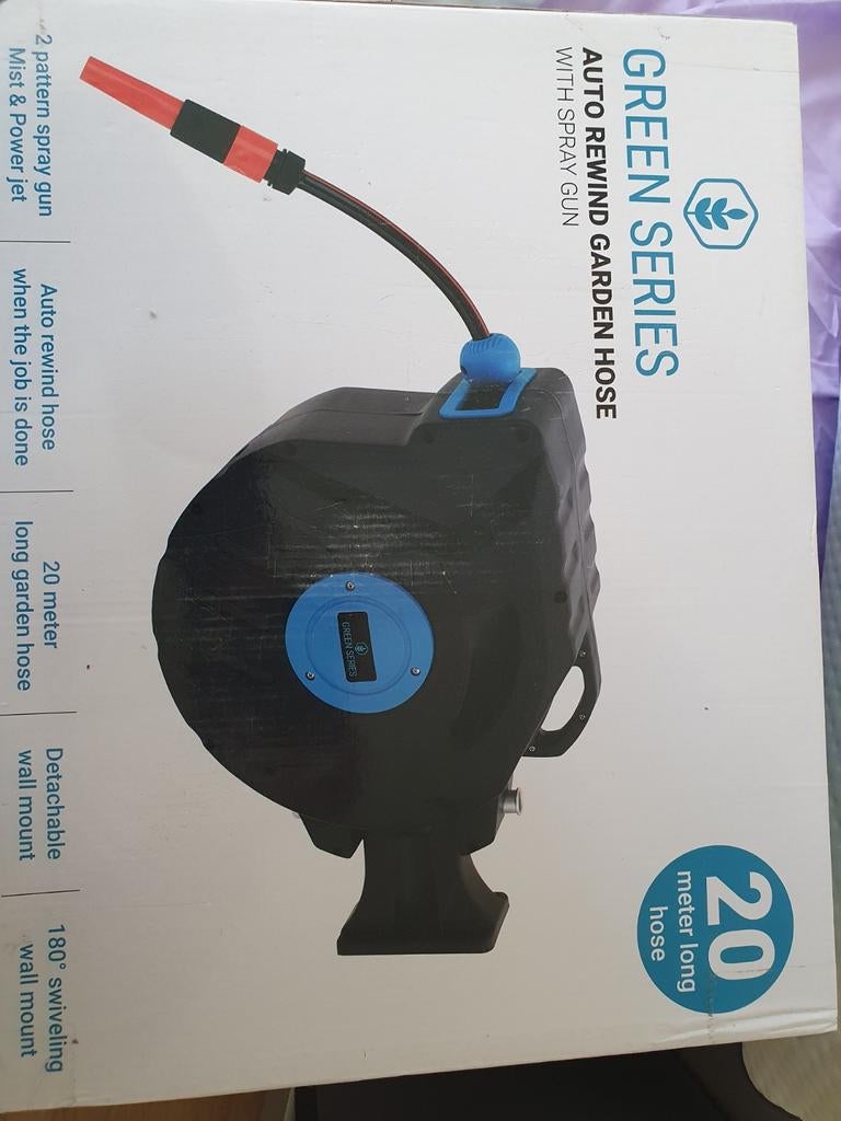 Automatische tuinslang haspel 20m – nieuw in doos, Tuin en Terras, Tuinslangen, Tuinslang, Ophalen