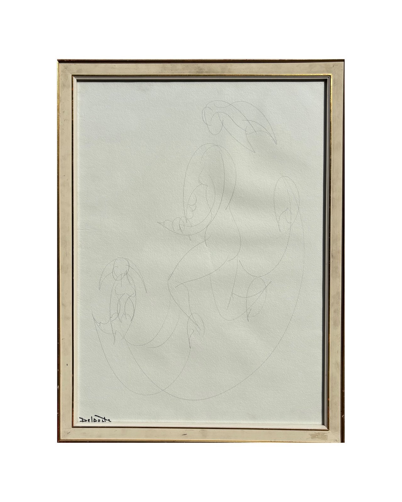 Abstracte tekening van moeder met kind door Charles Delporte, Antiek en Kunst, Ophalen, Tekening, Potloodtekening, Handgemaakt