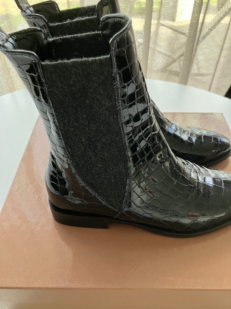 Lakleren croco enkellaarsjes Emia marineblauw - 38, Kleding | Dames, Blauw, Nieuw, Ophalen of Verzenden, Lage of Enkellaarzen