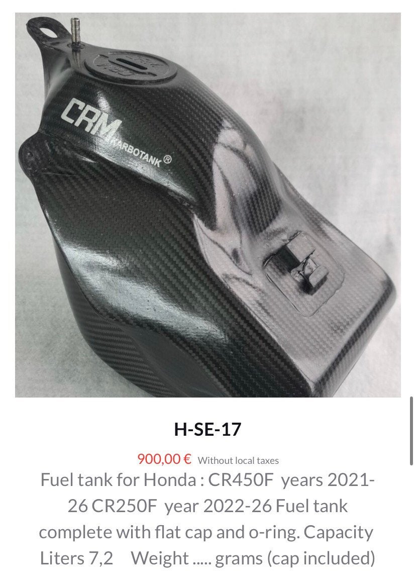 CRM carbon fabrieks tank voor Honda CRF, Motoren, Motoren | Honda, Particulier