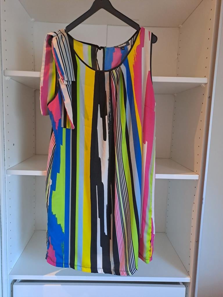 Mt 42 Veelkleurige gestreepte jurk zonder mouwen, Kleding | Dames, Jurken, Overige kleuren, Bel&Bo, Maat 42/44 (L), Ophalen of Verzenden