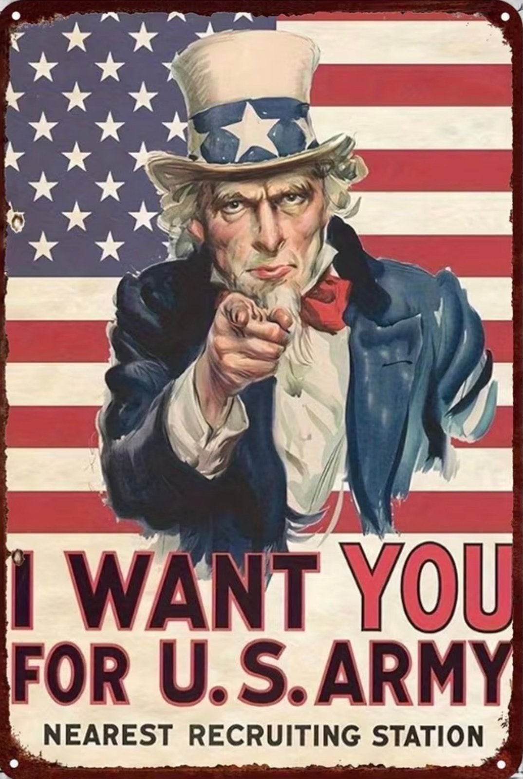 Plaque en métal Uncle Sam I want you for the US army - rétro, Enlèvement ou Envoi, Neuf