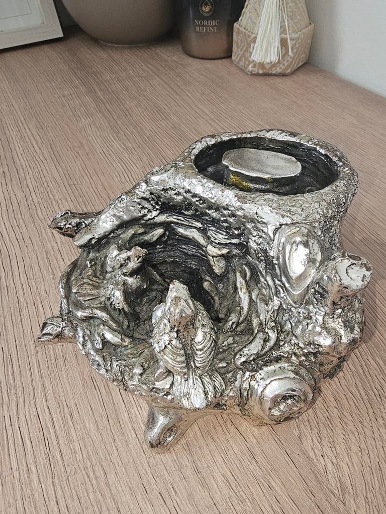 Unieke zilverkleurige kandelaar, Antiek en Kunst, Ophalen of Verzenden