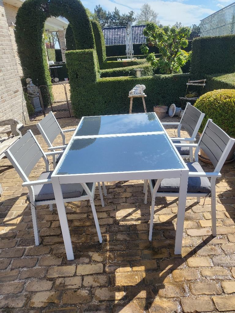 Tuintafel met 4 stoelen, Ophalen, Gebruikt, Rechthoekig