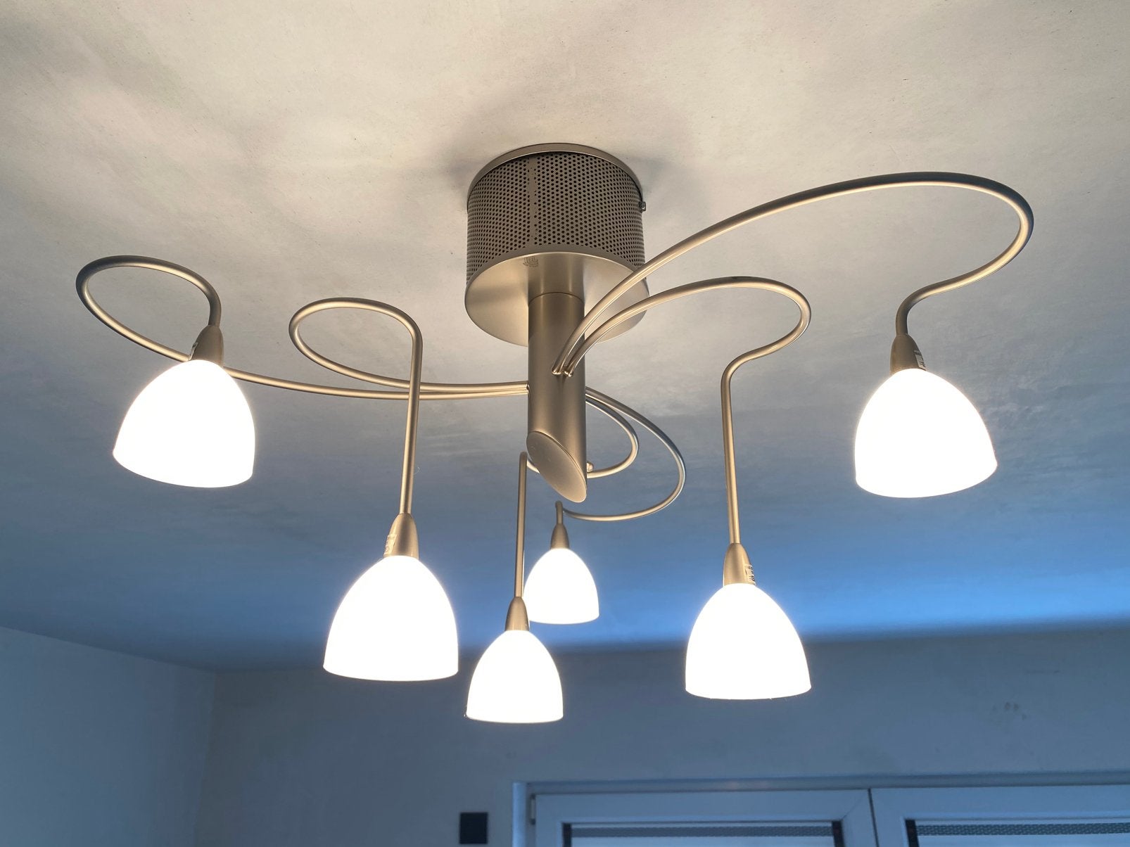 Linea Verdace LV69100/NM pendel nikkel kleur 6x20W G4, Huis en Inrichting, Ophalen, Gebruikt, Glas, G4