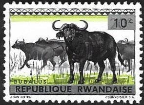 1 Postzegel Rwanda 1964 Dieren met opdruk, Postzegels en Munten, Postzegels | Thematische zegels, Ophalen of Verzenden, Gestempeld