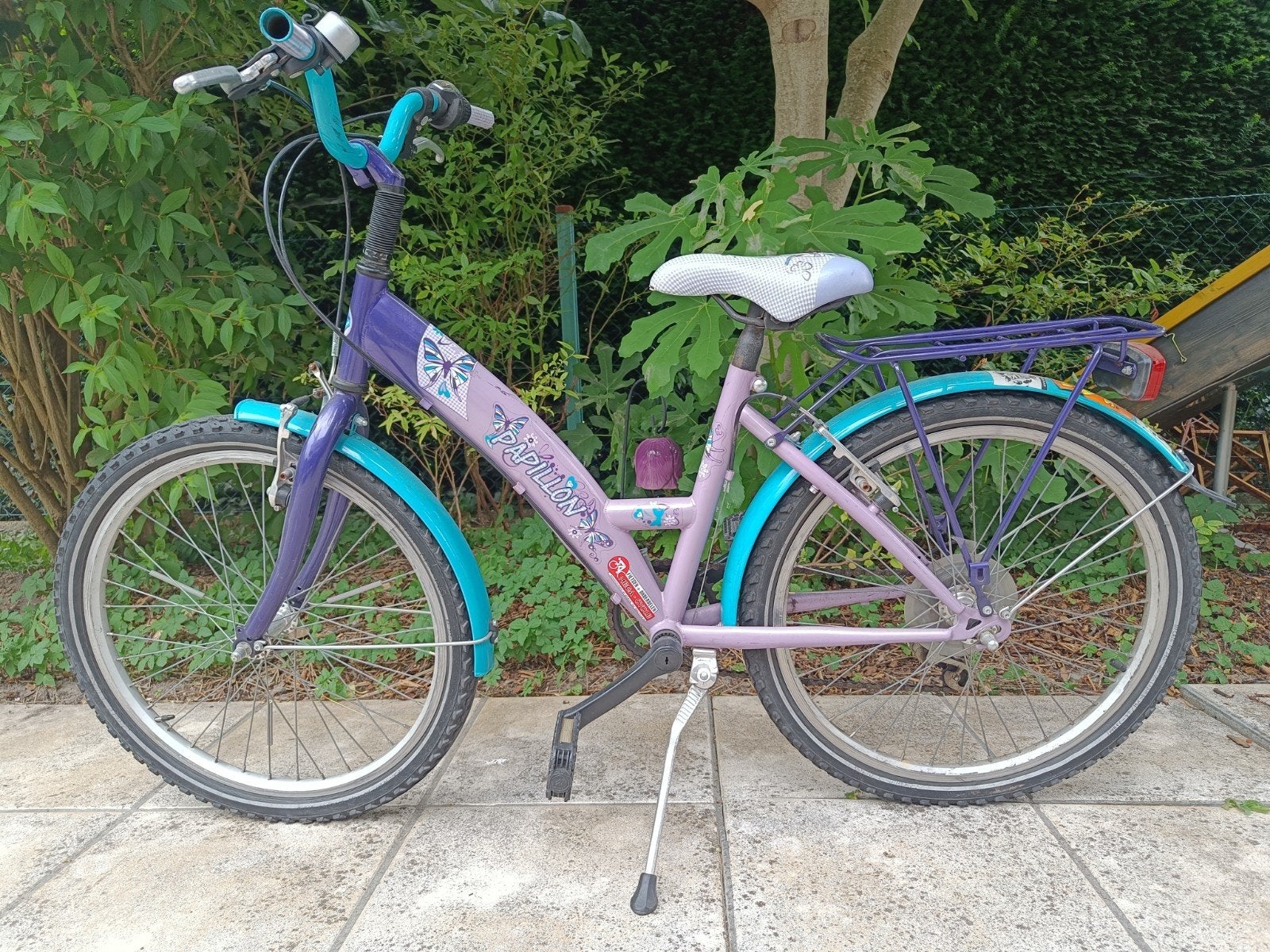 paarse kinderfiets, meisje, 22inch, Papillon, Fietsen en Brommers, Fietsen | Meisjes, Ophalen, 22 inch, Gebruikt, Velgrem