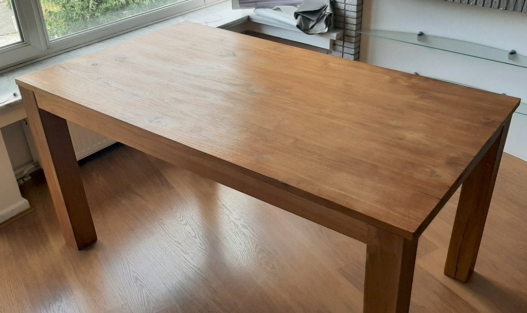 Table de salle-à-manger en bois exotique, Teck, 150 à 200 cm, Cinq personnes ou plus, Enlèvement