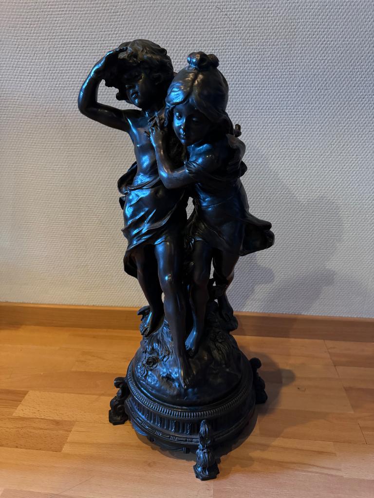 Bronzen beeld spelende kinderen, Antiek en Kunst, Kunst | Beelden en Houtsnijwerken, Ophalen, Groep mensen, 50 - 100 cm, Brons