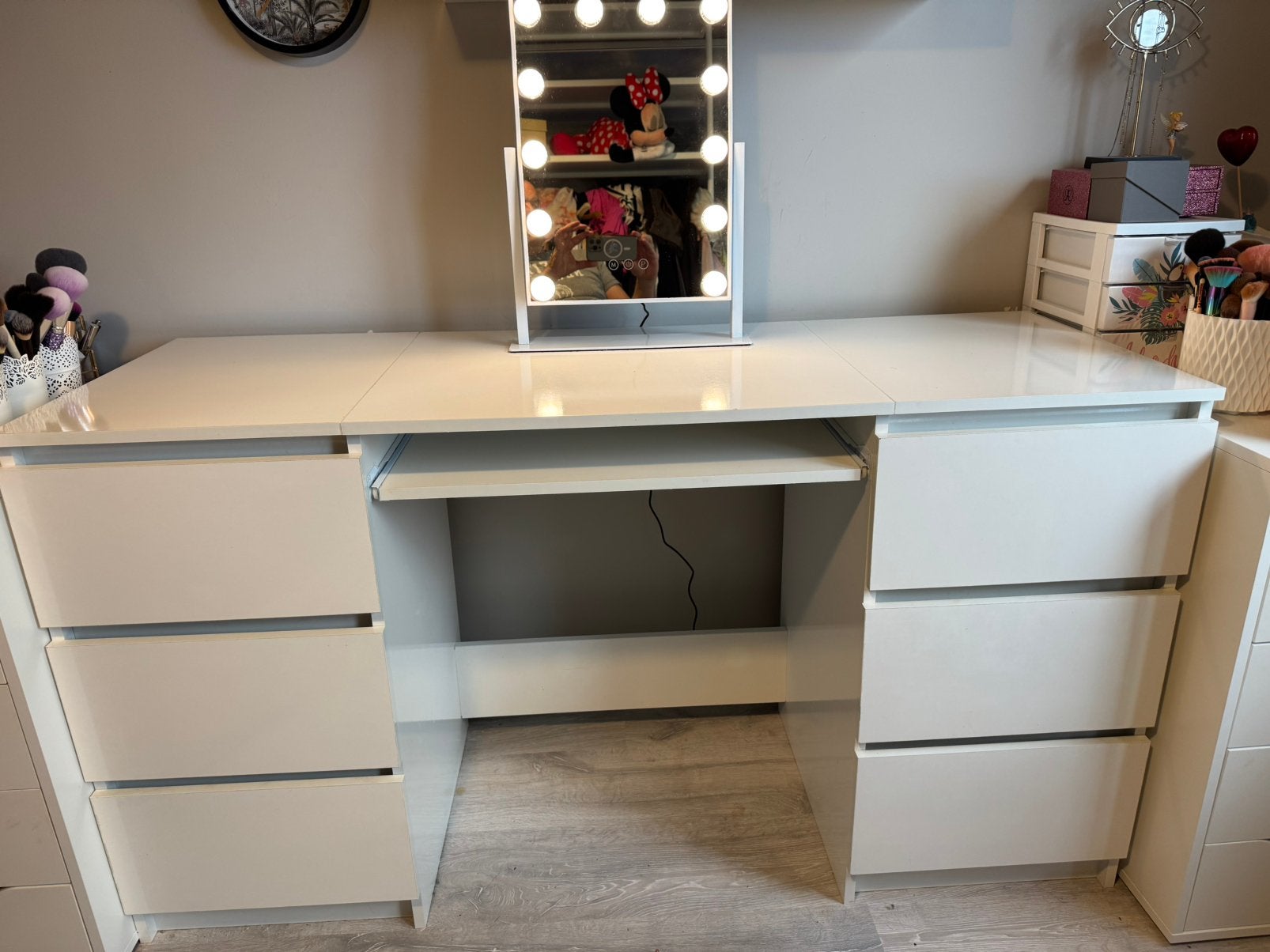 Coiffeuse Make-up blanche – Miroir Hollywood lumineux, Enlèvement, Comme neuf