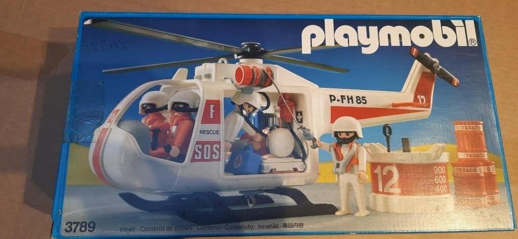 Vintage Playmobil 3789 - Reddingshelikopter, Kinderen en Baby's, Gebruikt, Complete set, Voertuig, Ophalen of Verzenden