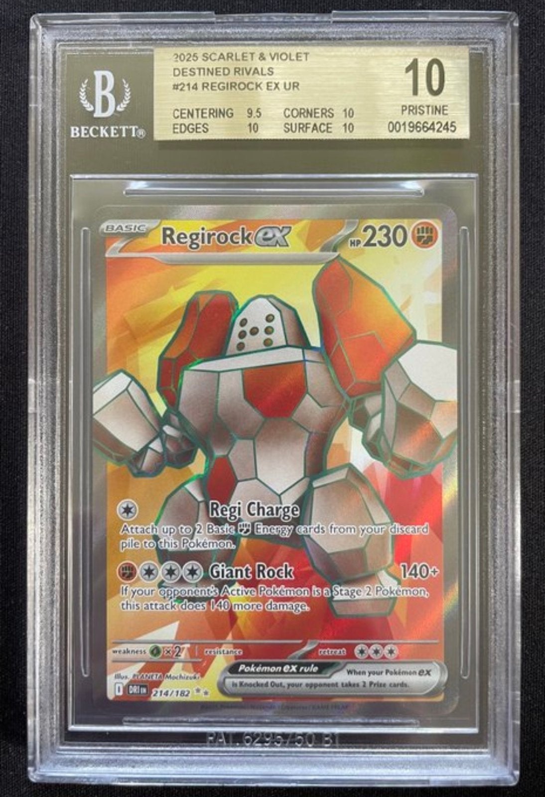 Regirock EX bgs 10 pristine, Ophalen of Verzenden, Zo goed als nieuw, Losse kaart, Foil
