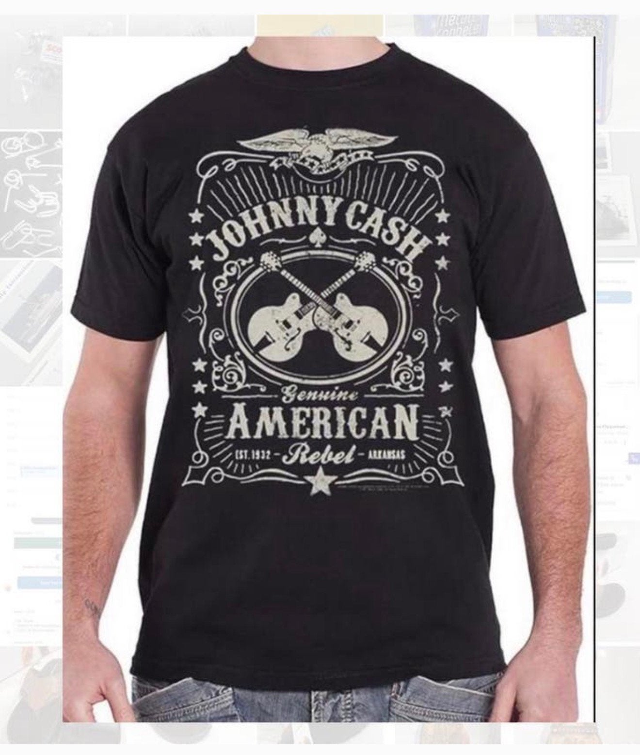 Johnny Cash Heren American Rebel Zwart M t-shirt NIEUW, Ophalen of Verzenden, Nieuw, Maat 48/50 (M), Zwart