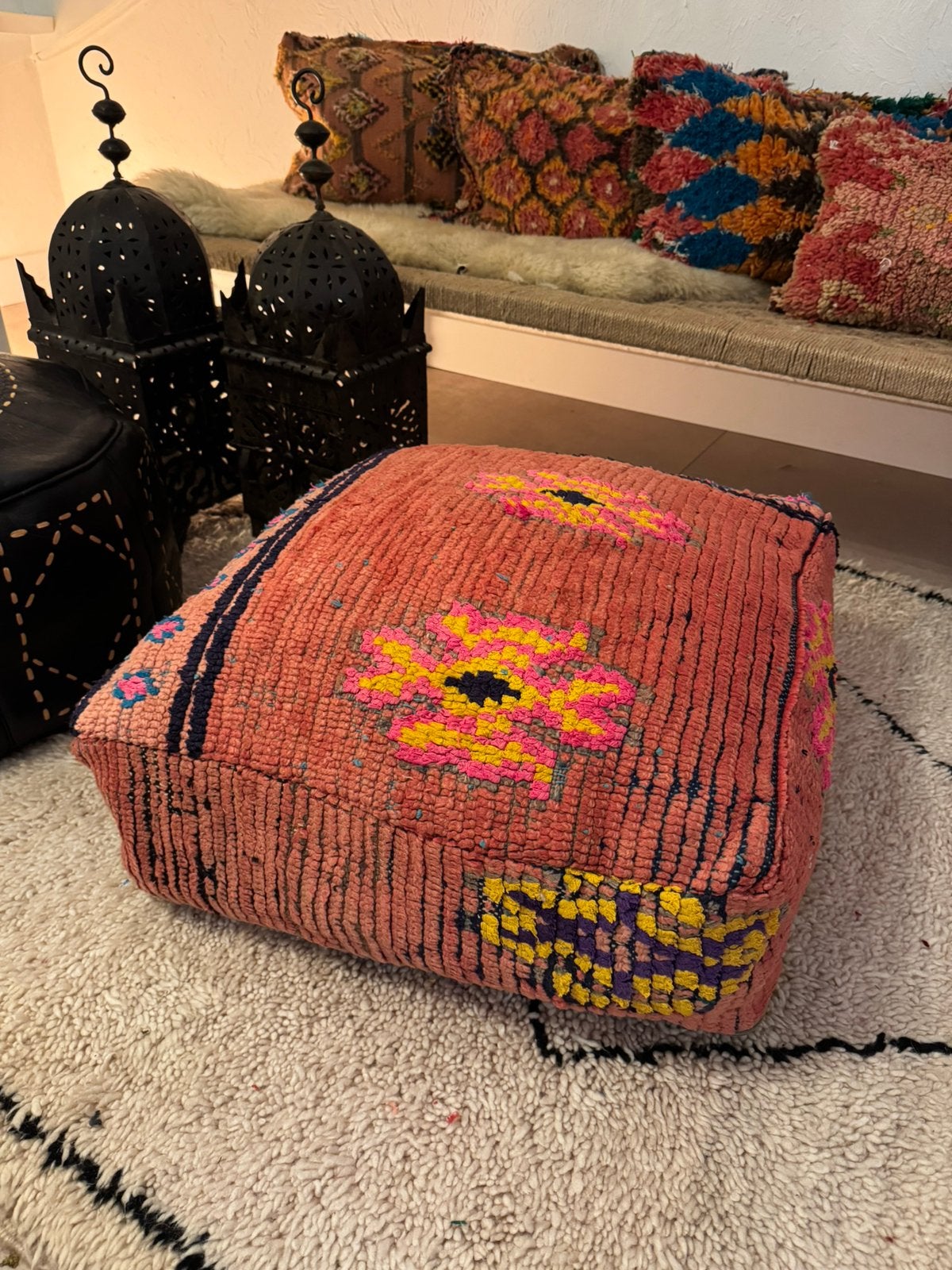 Pouf berbère authentique | Fait main au Maroc | Boho Chic, Maison & Meubles, Enlèvement ou Envoi, Comme neuf, Fait main