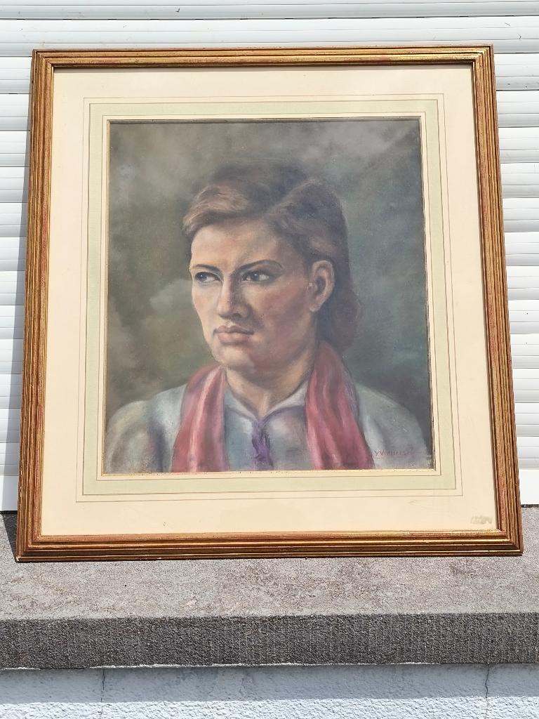 Pastel femme signe Y vermeeseh, Enlèvement ou Envoi